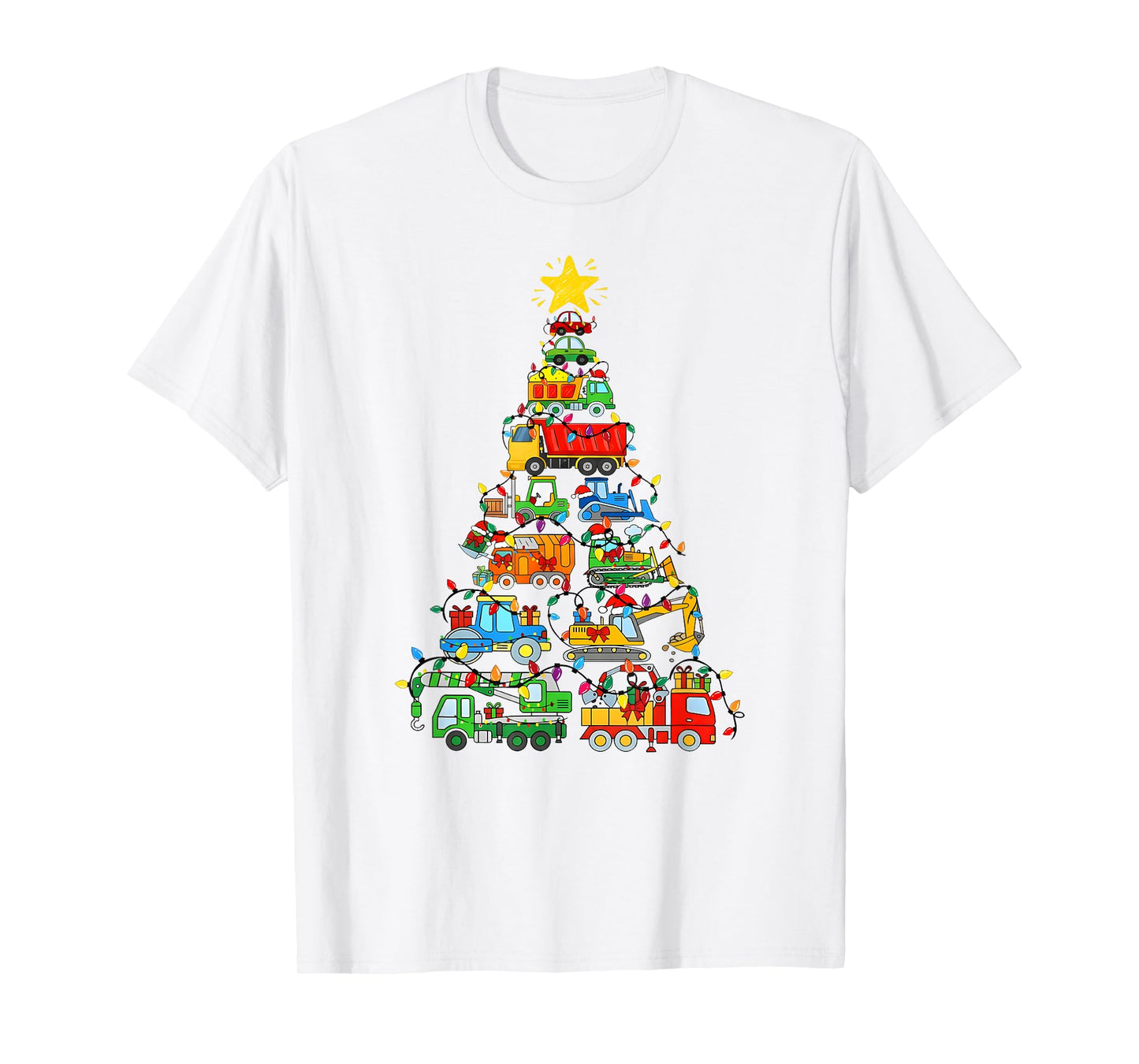 Construction Truck Christmas Tree Xmas Cars Boys Toddlers T-Shirt