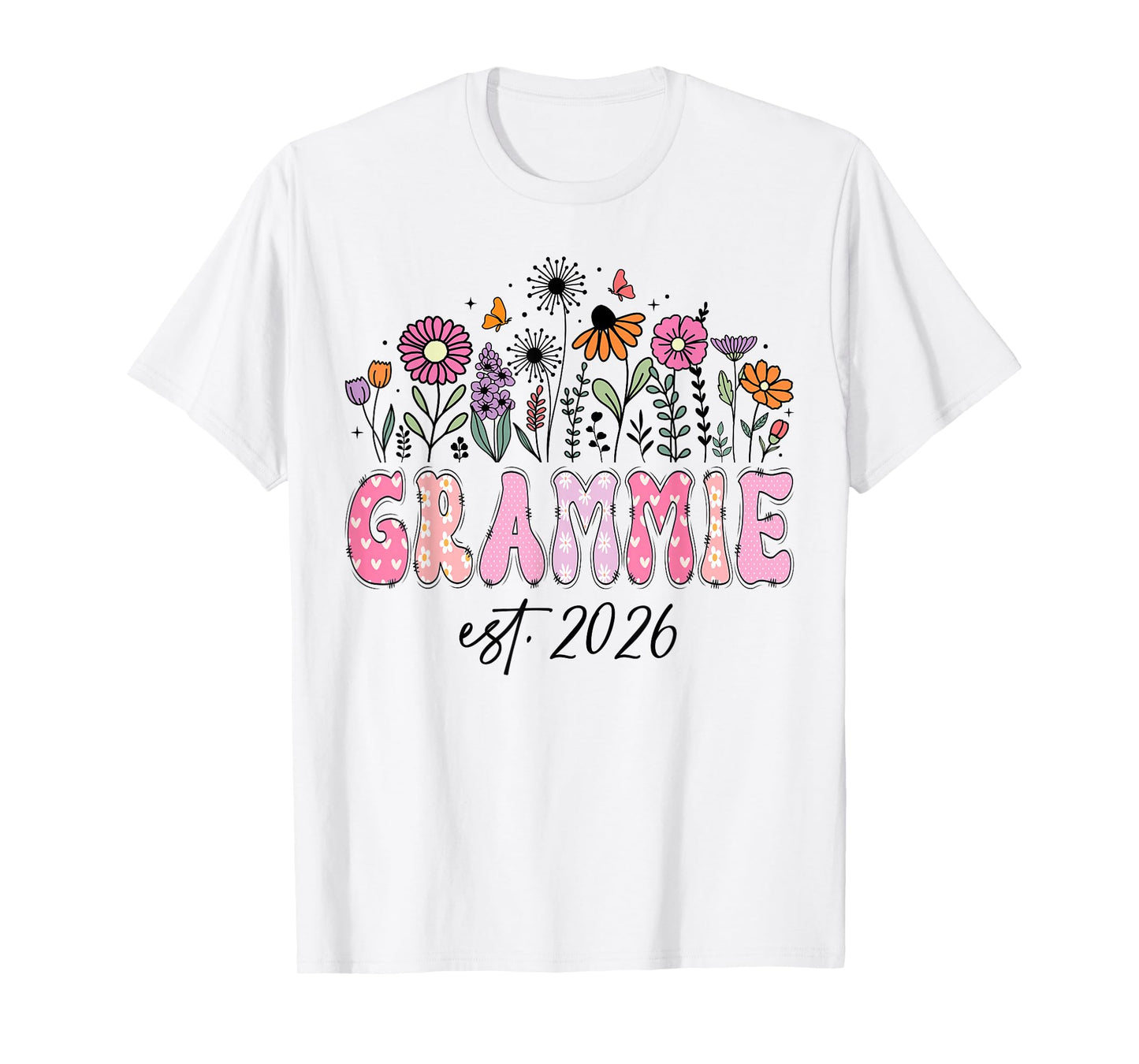 Grammie Est. 2026 Pink Wildflower Promoted to Grammie T-Shirt