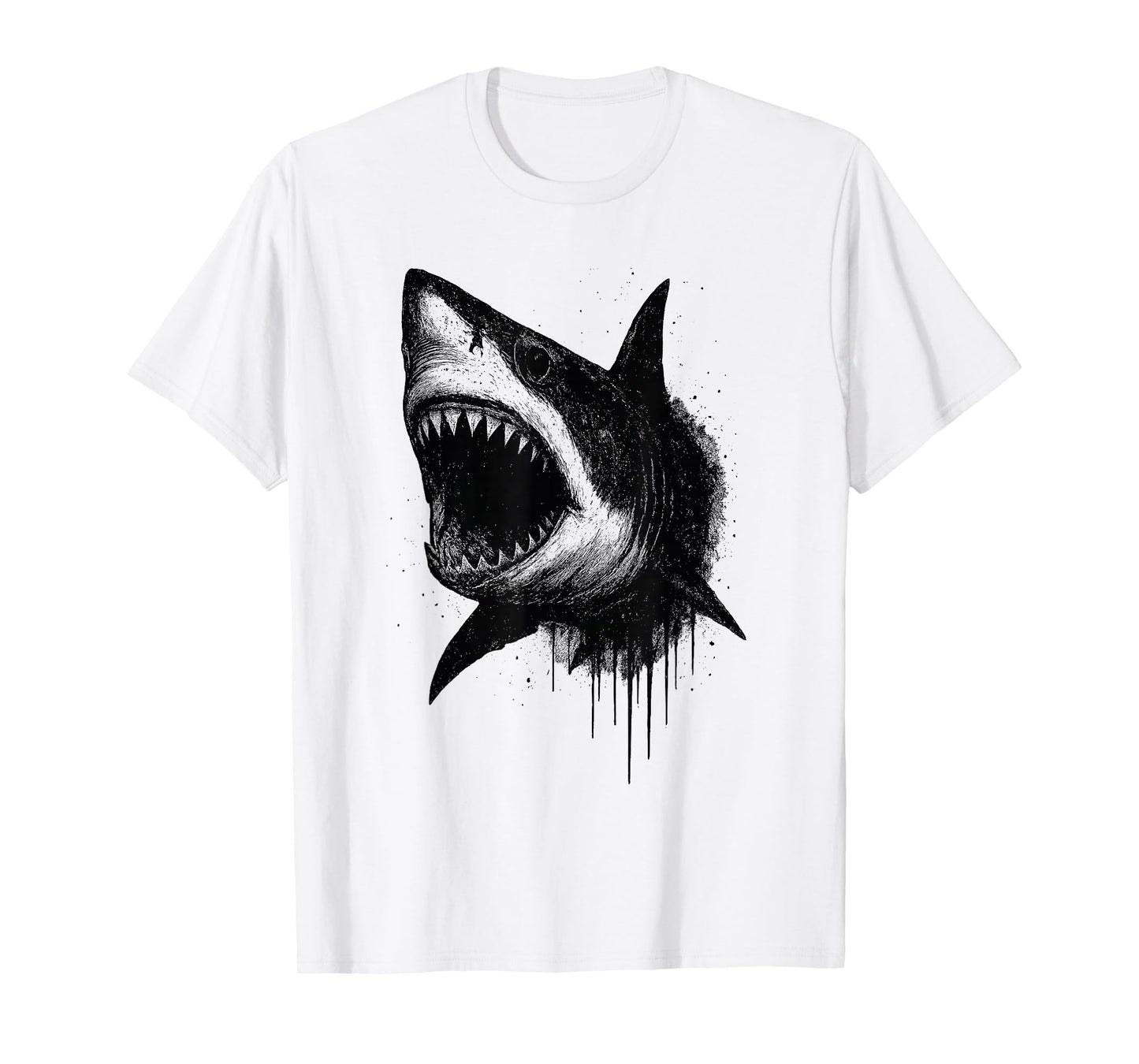 Shark Ink Art Grunge Aesthetic Ocean Predator Arty Portrait T-Shirt