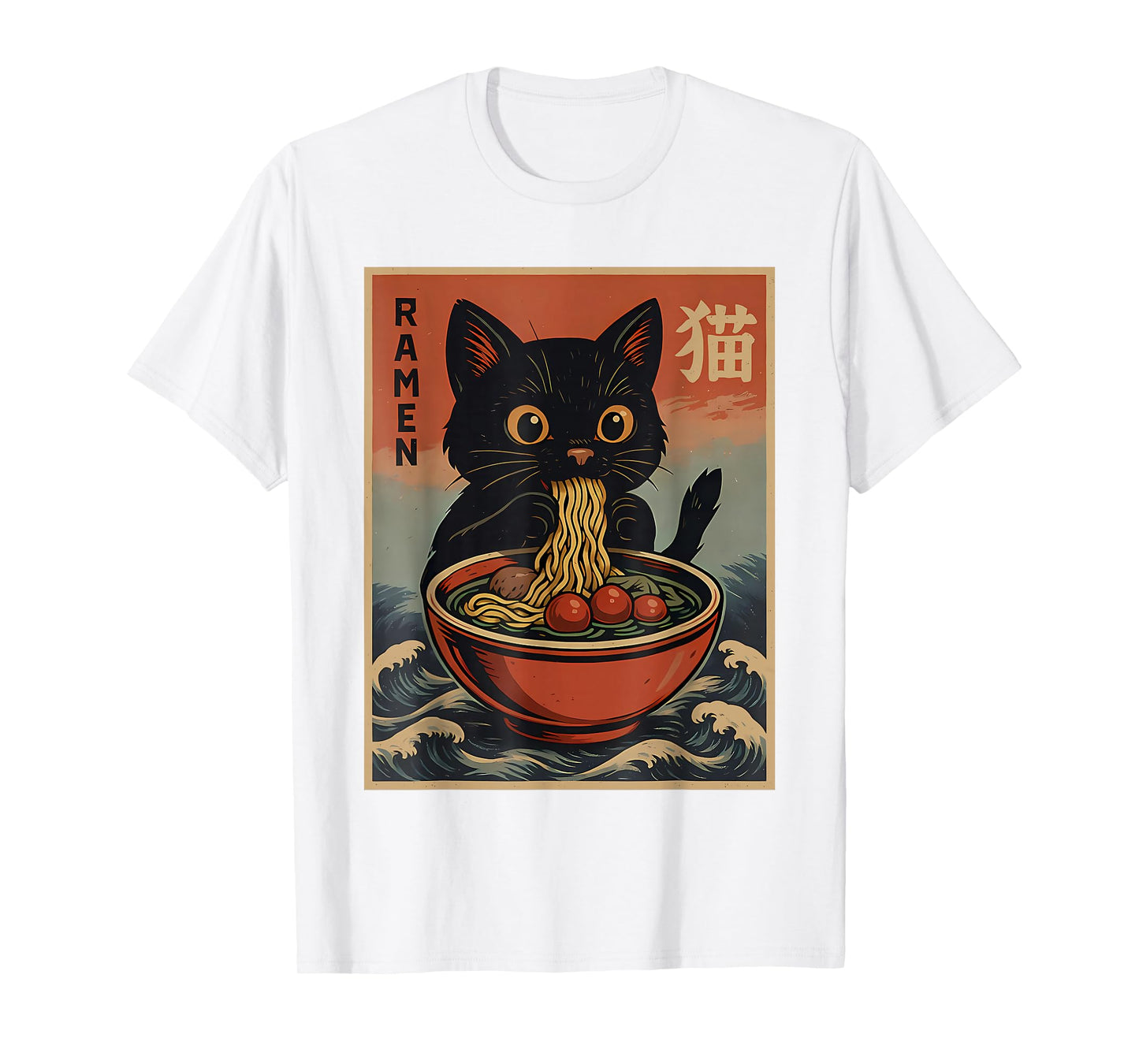 Funny Cat Ramen Japanese Kawaii Anime Cat T-Shirt