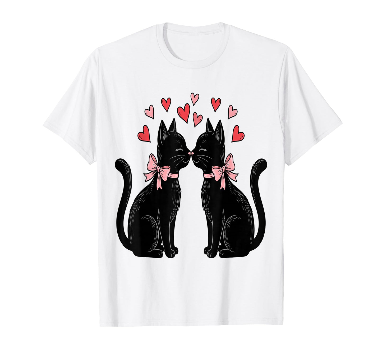 Cute Cat Valentines with Hearts Meow Cats Valentine T-Shirt