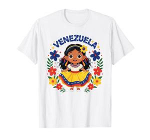 Venezuela Venezuelan Girl Traditional Dress Heritage Flowers T-Shirt