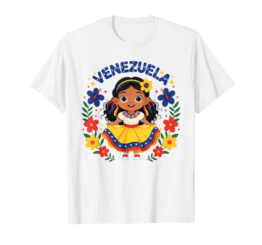 Venezuela Venezuelan Girl Traditional Dress Heritage Flowers T-Shirt