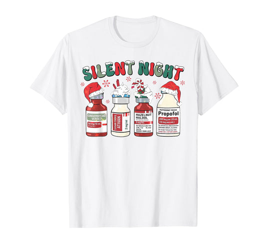 Retro Propofol Silent Night ICU Nurses Funny Merry Christmas T-Shirt