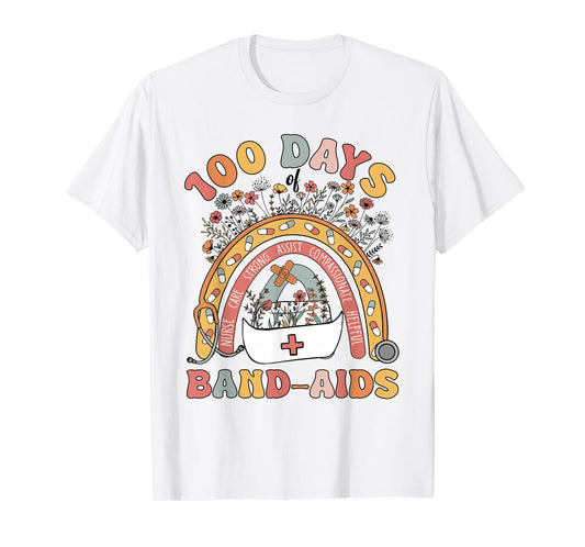 100 Days of Band-Aids School Nurse 100th Day of School T-Shirt