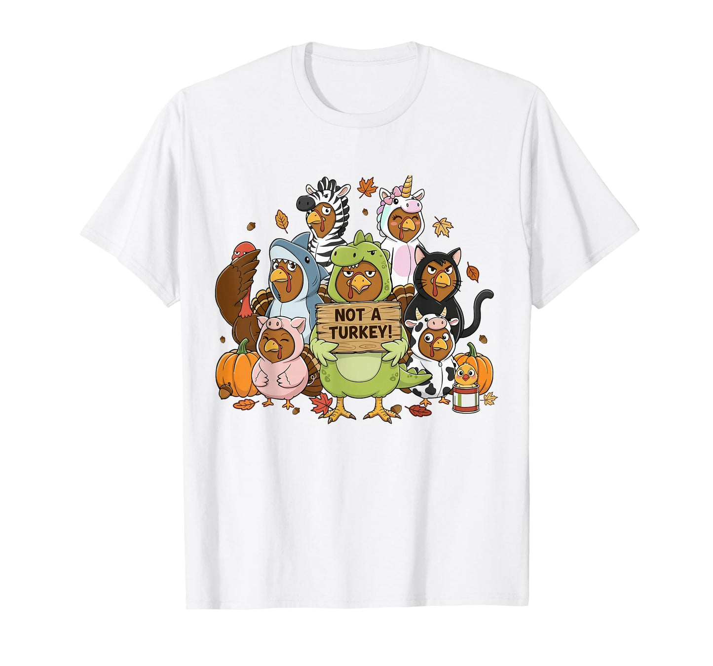 Funny Thanksgiving Turkey in Disguise Squad Animal Costumes T-Shirt