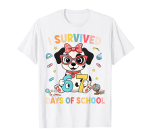 HUGvyn I Survived 67 Days of School Dalmatian Six Seven Meme T-Shirt