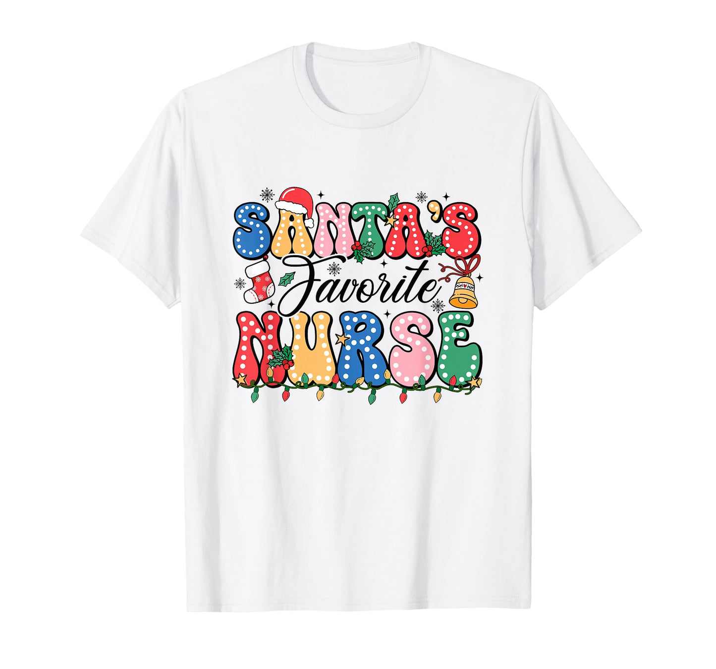 Funny Santa's Favorite Nurse Christmas Nursing Xmas T-Shirt