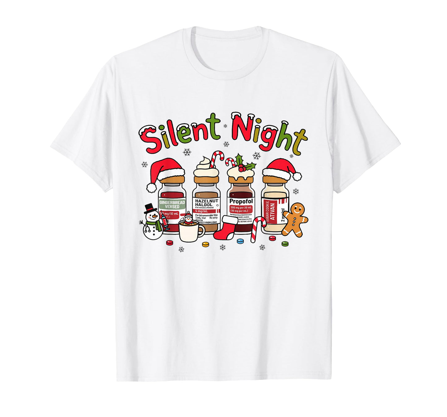 Silent Night ICU Nurse Christmas Propofol Medical Nursing T-Shirt