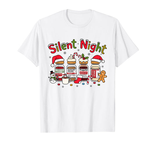 Silent Night ICU Nurse Christmas Propofol Medical Nursing T-Shirt