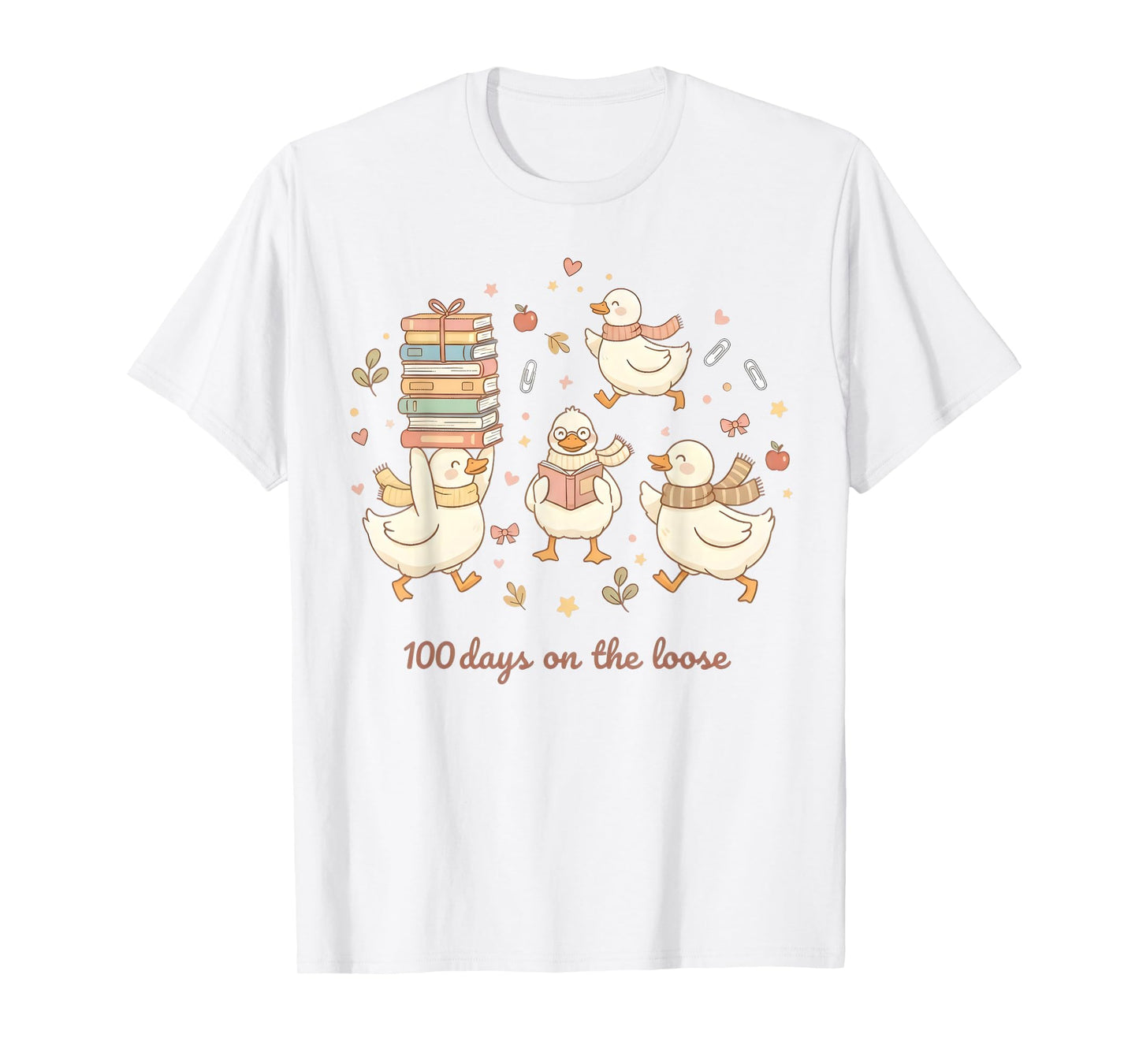 100 Days on The Loose Funny Goose 100th Day of School Kids T-Shirt
