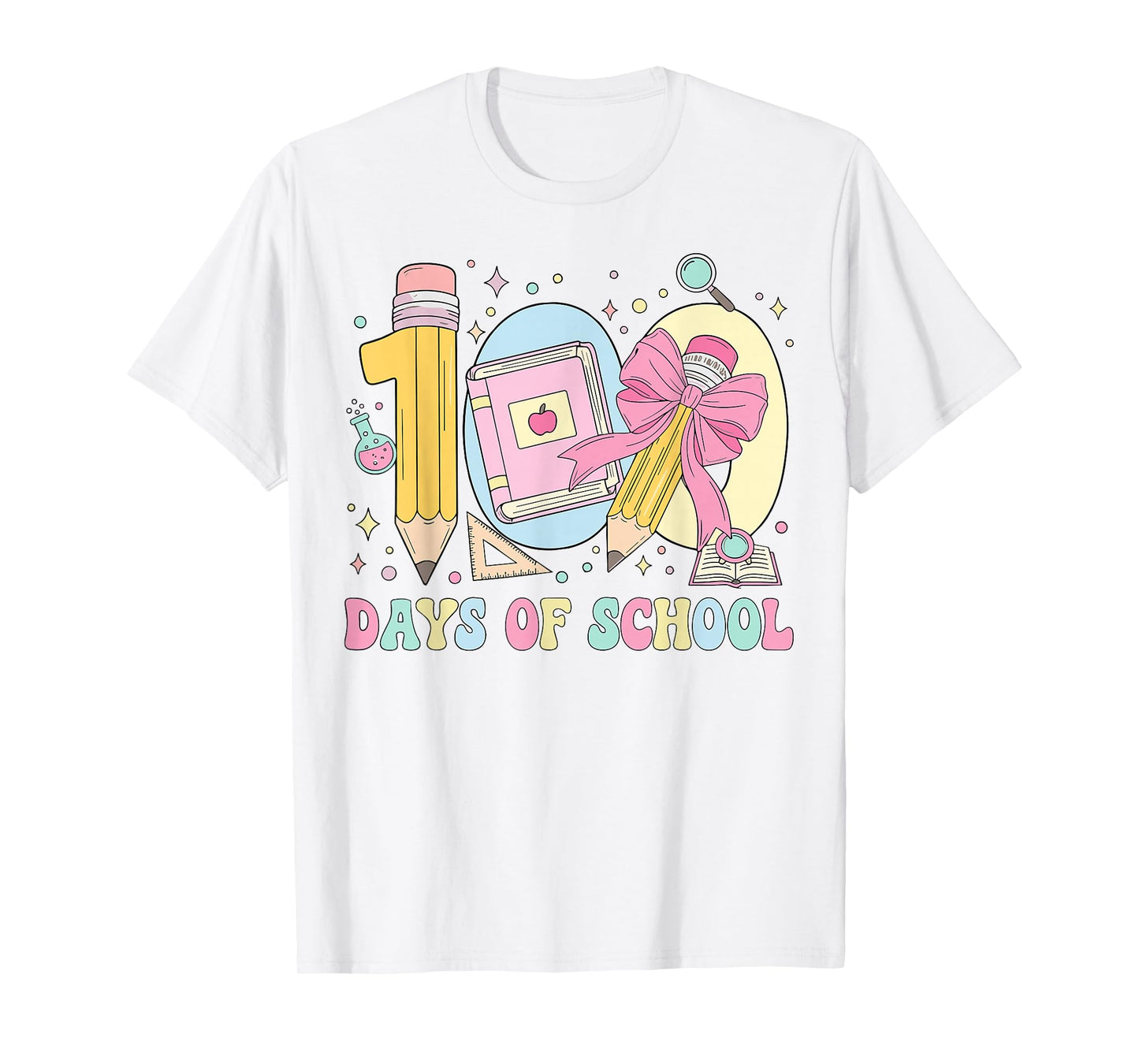 100 Days of School Girls Coquette Bow 100th Day of School T-Shirt