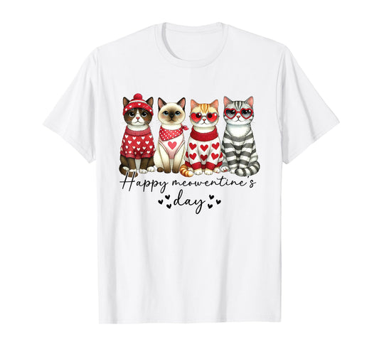 Happy Meowentine's Day Cute Valentines Funny Cat Squad T-Shirt