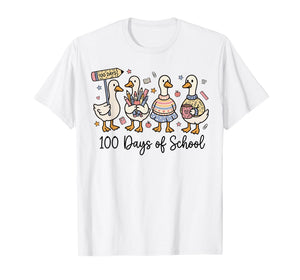 100 Days of School Ducks Cute Goose Teacher 100th Day Kids T-Shirt