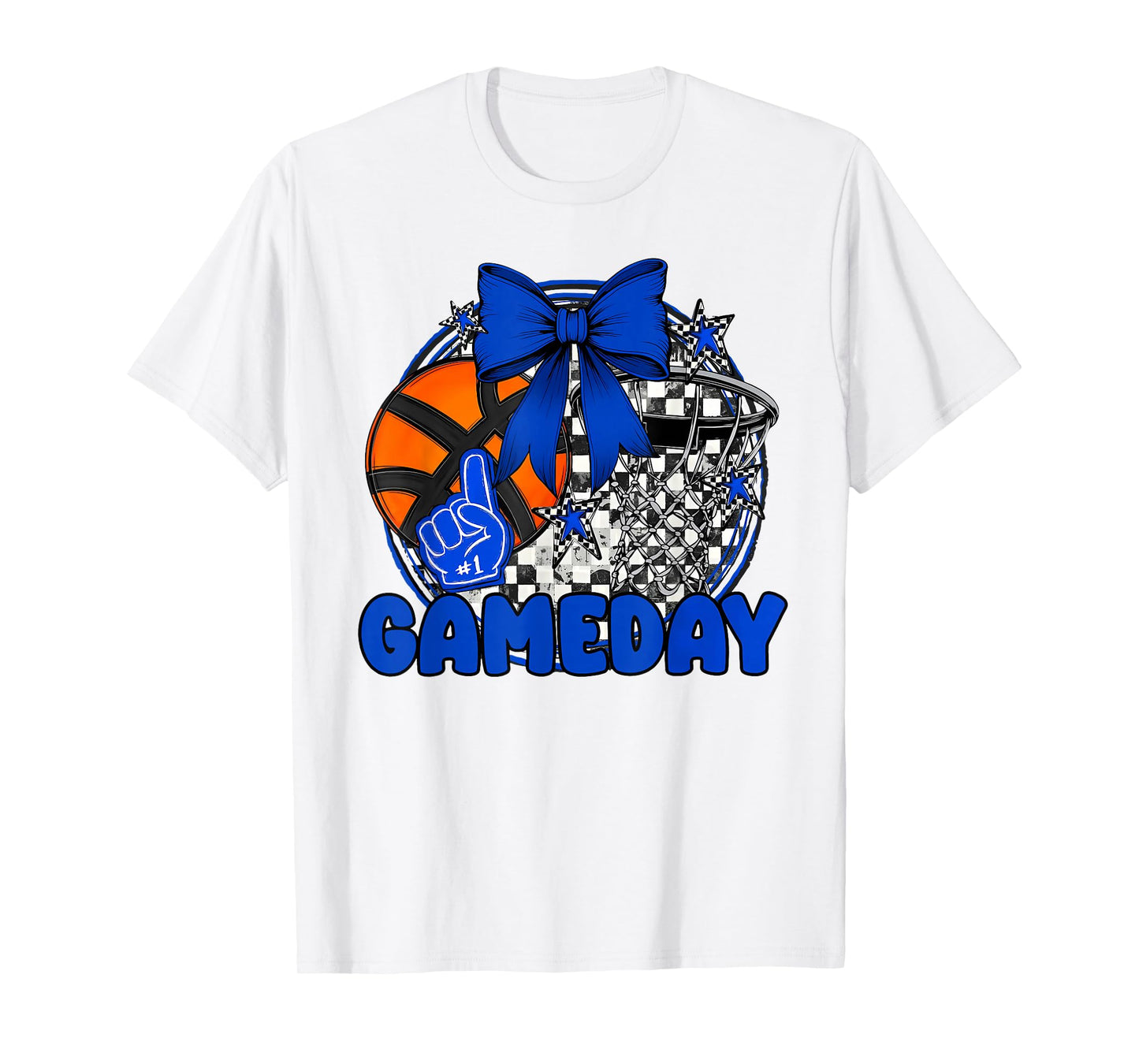 Basketball Game Day Go Cheer Team Blue Coquette Cheerleader T-Shirt