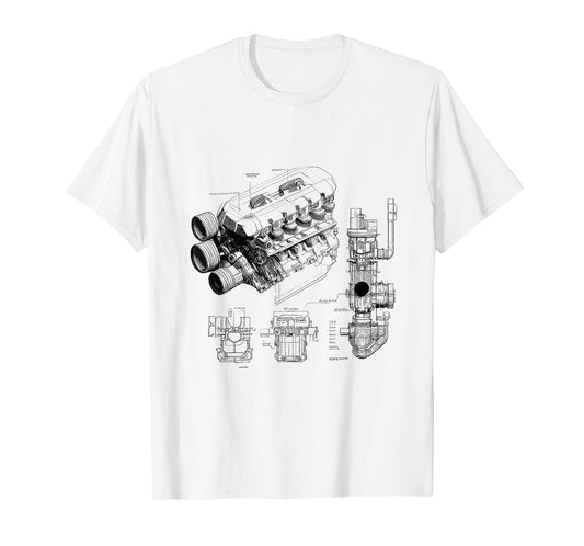 Mechanics Car Enthusiast Gifts Men Engine Pieces Cars T-Shirt