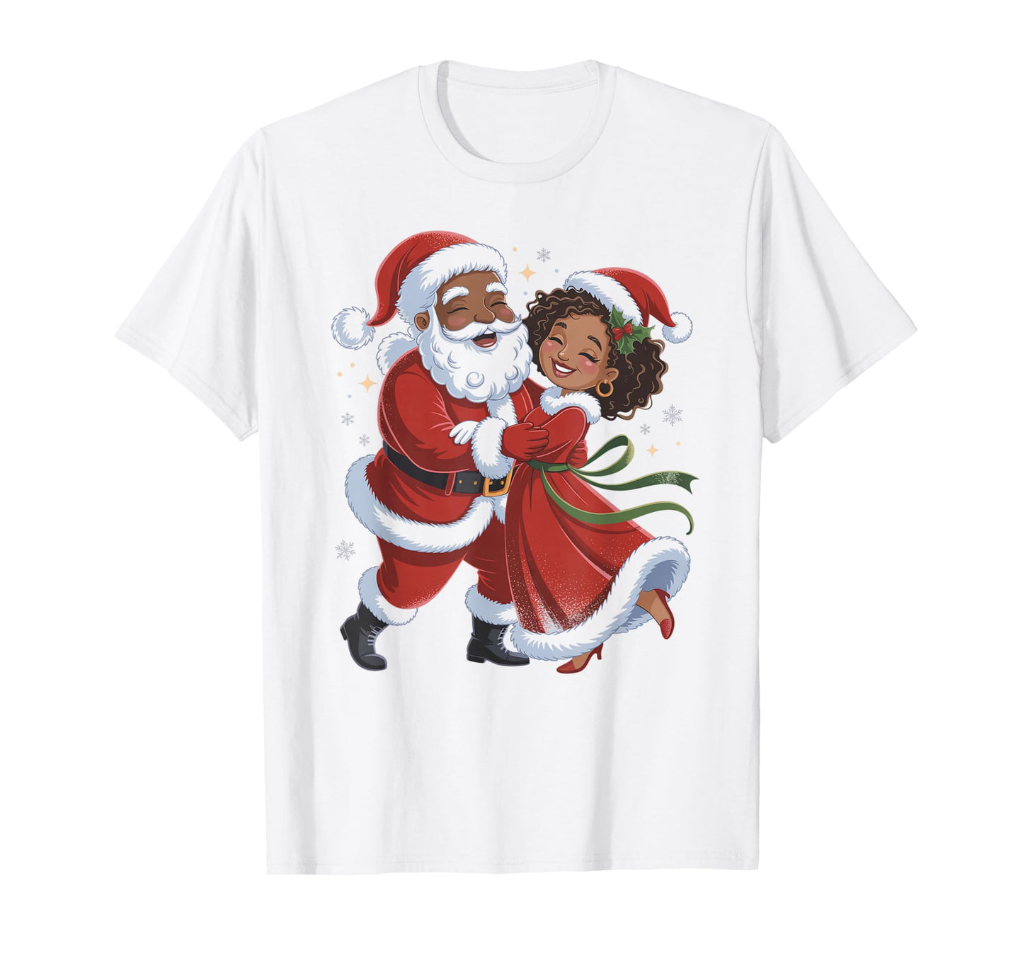 African American Santa Dancing with Mrs Claus Couple Dance T-Shirt