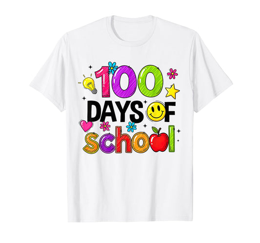 100 Days of School Smile Face 100th Day Brighter Teacher Kid T-Shirt
