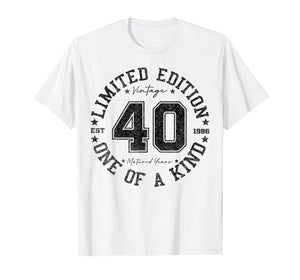 40 Year Old Gifts Vintage 1986 Limited Edition 40th Birthday T-Shirt