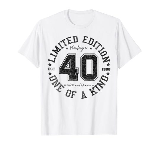 40 Year Old Gifts Vintage 1986 Limited Edition 40th Birthday T-Shirt