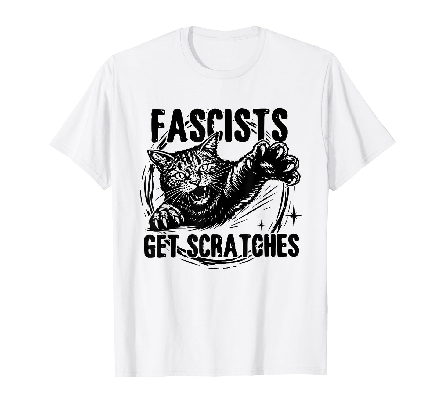 Vintage Black Cats Against Fascists Get Scratches T-Shirt