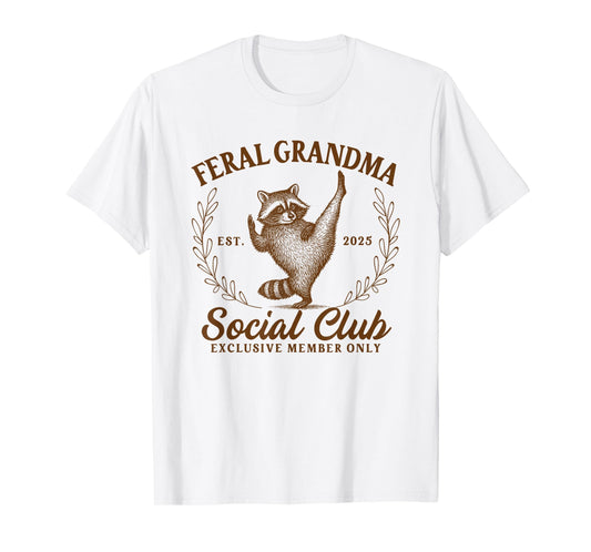 Raccoon Grandmother Feral Grandma Social Club 2025 Gigi Nana T-Shirt
