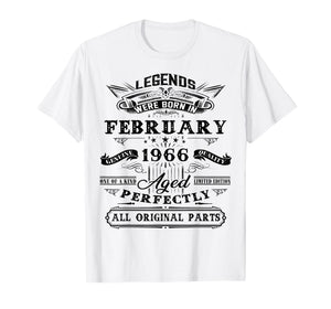 60th Birthday Gift Legend Born in February 1966 60 Yrs Old T-Shirt