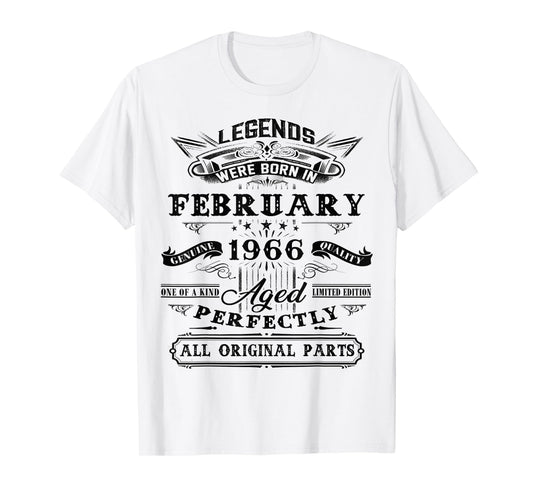 60th Birthday Gift Legend Born in February 1966 60 Yrs Old T-Shirt