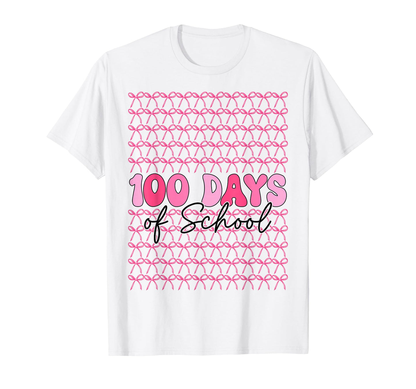 Pink 100th Day of School Bow Girl 100 Days of School Teacher T-Shirt