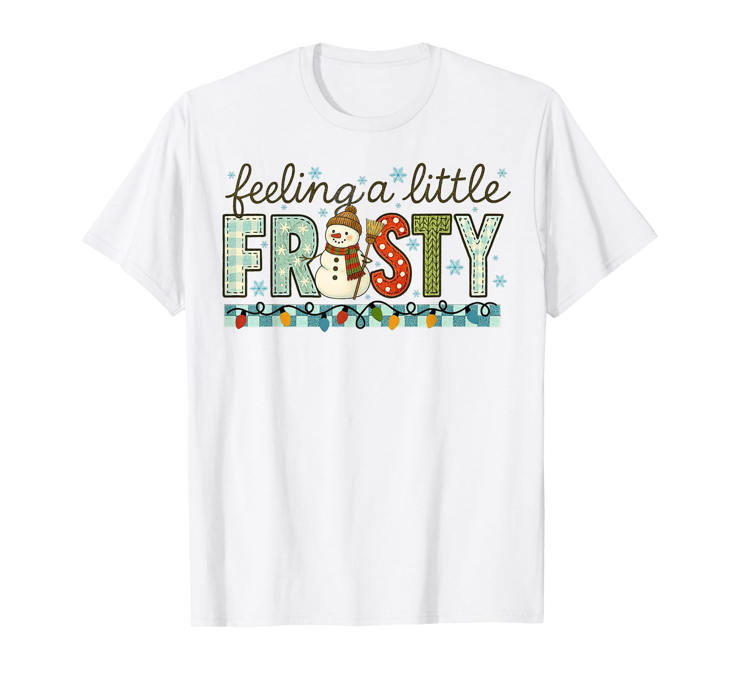 Feeling Little Frosty Snowman Retro Christmas Lights T-Shirt