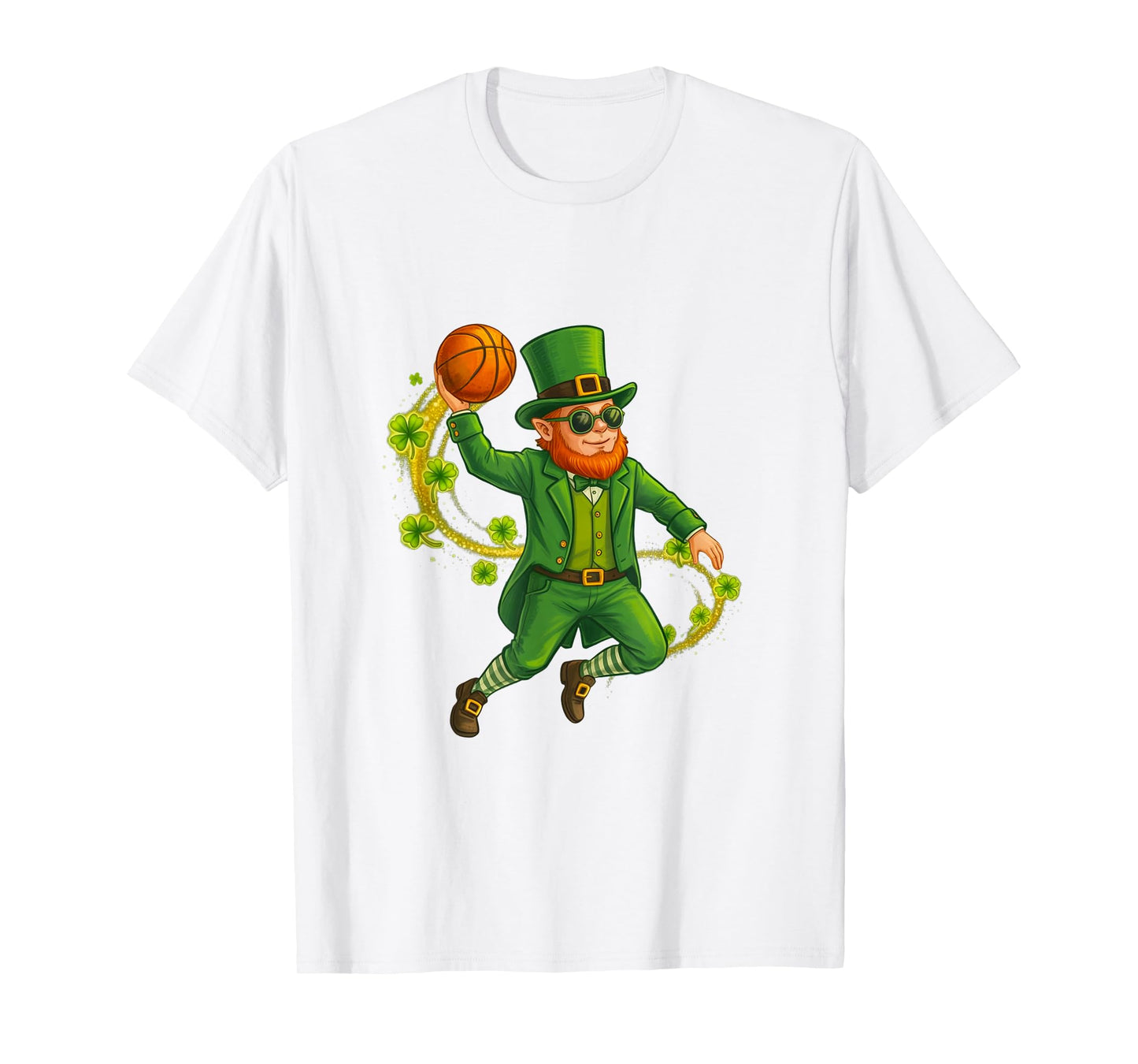 Basketball St Patricks Day Leprechaun Saint Patricks Boys T-Shirt