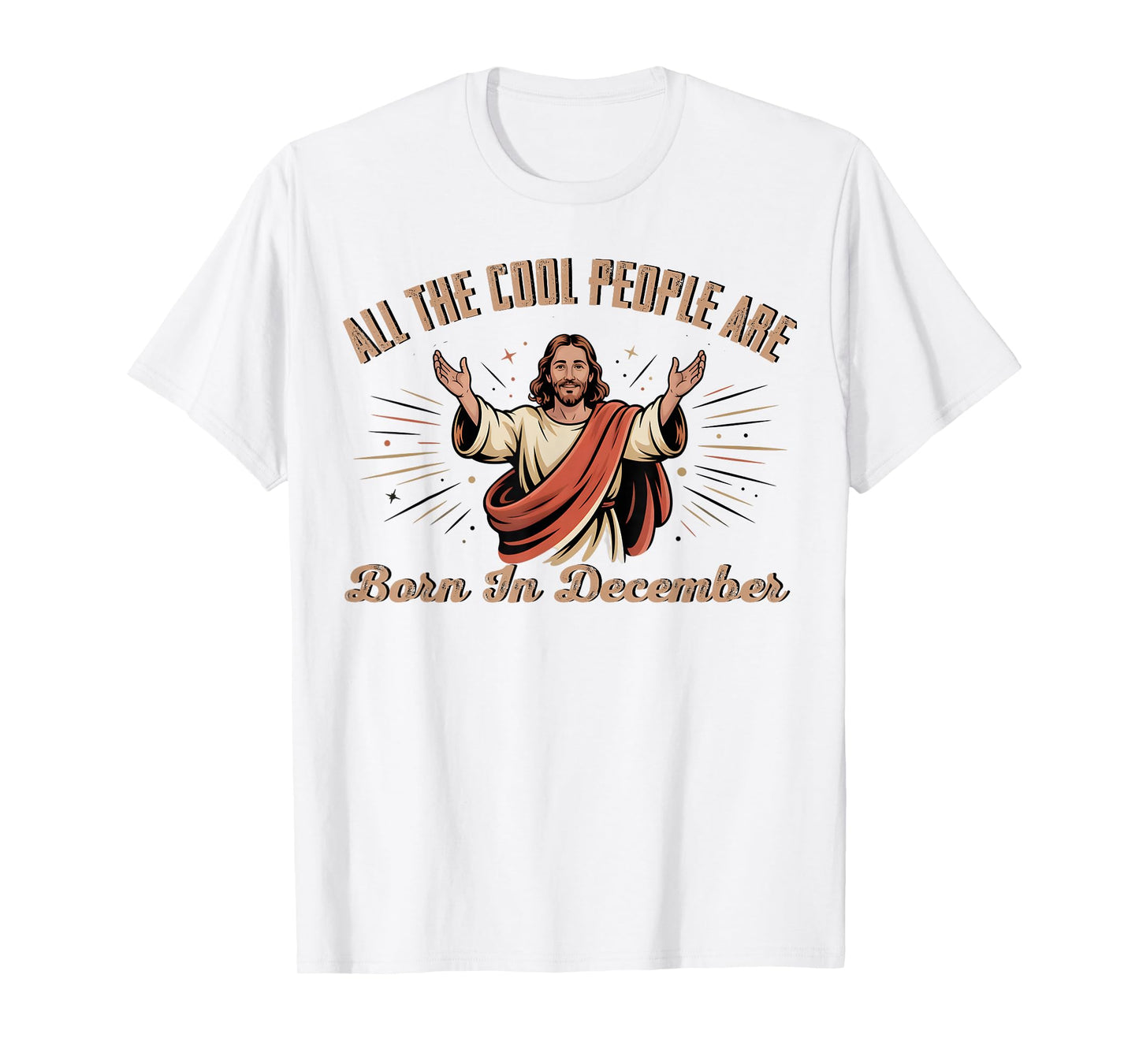 Retro Cool People are Born in December Christian Christmas T-Shirt