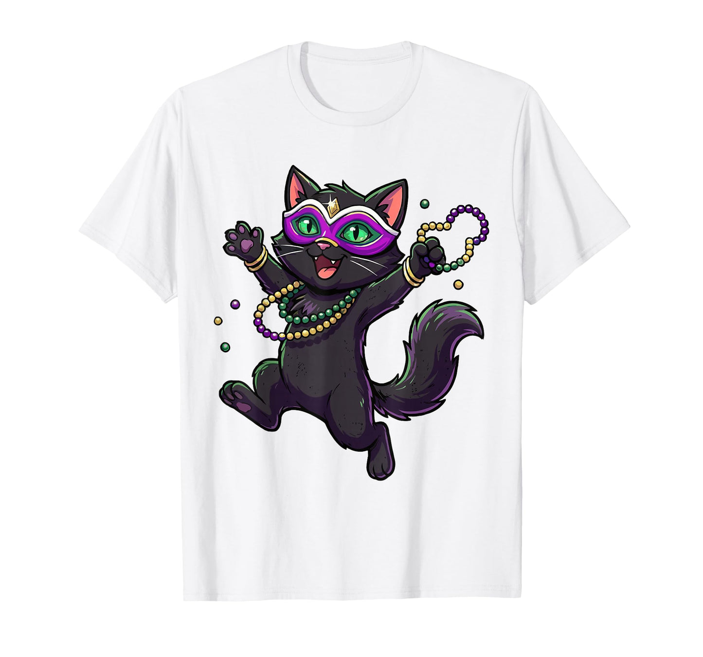 Cute Mardi Gras Cat for Women Girls Cat Lovers Carnival Mask T-Shirt