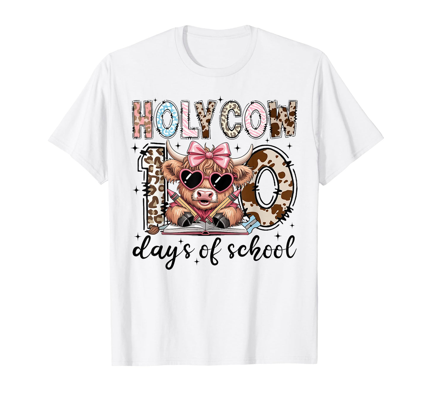 Holy Cow Heifer 100 Days of School Funny Boy Girl Teacher T-Shirt