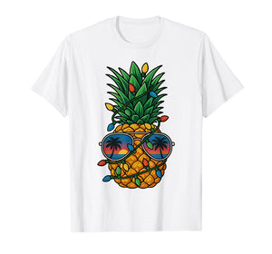 Pineapple Christmas Tree Lights Pajamas Girls Boys Xmas T-Shirt