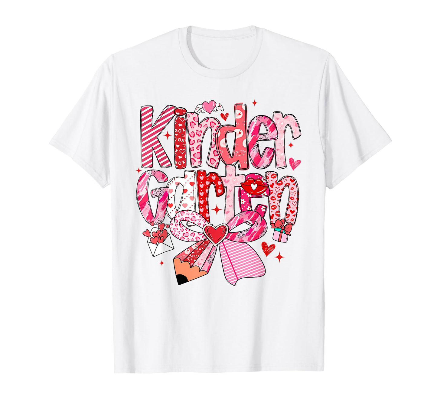 Kindergarten Valentines Day Coquette Bow Teachers Girls Kids T-Shirt