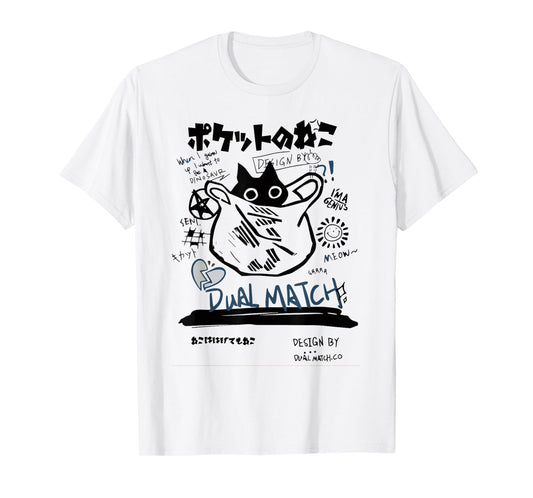 Cute Kawaii Tuxedo Cat Manga Art Harajuku Aesthetic T-Shirt