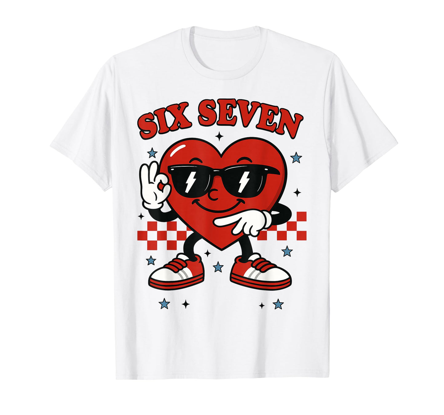 Six Seven Heart 6 7 Meme Boy Girl Funny Valentine Kid T-Shirt