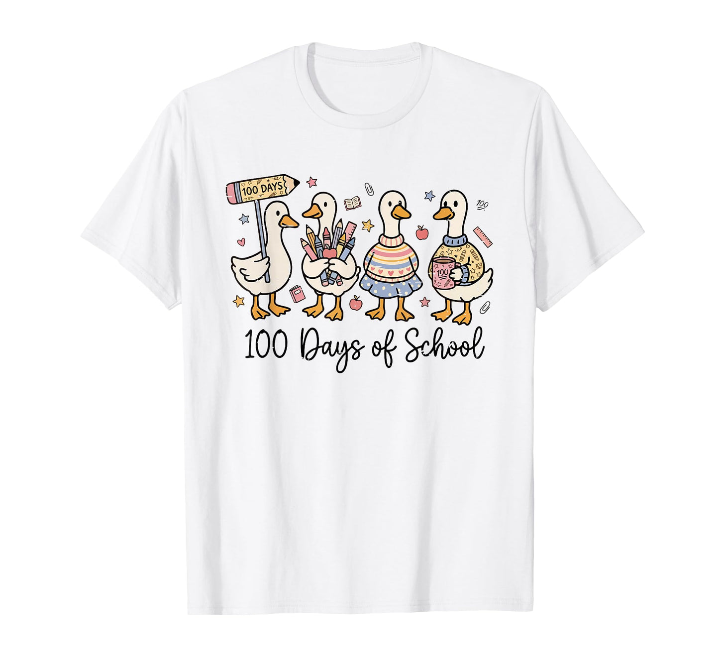 100 Days of School Duck Silly Goose Teacher 100 Days Smarter T-Shirt