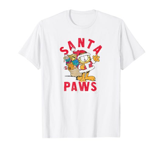 Garfield Santa Paws Cute Christmas Delivery Cartoon Cat T-Shirt