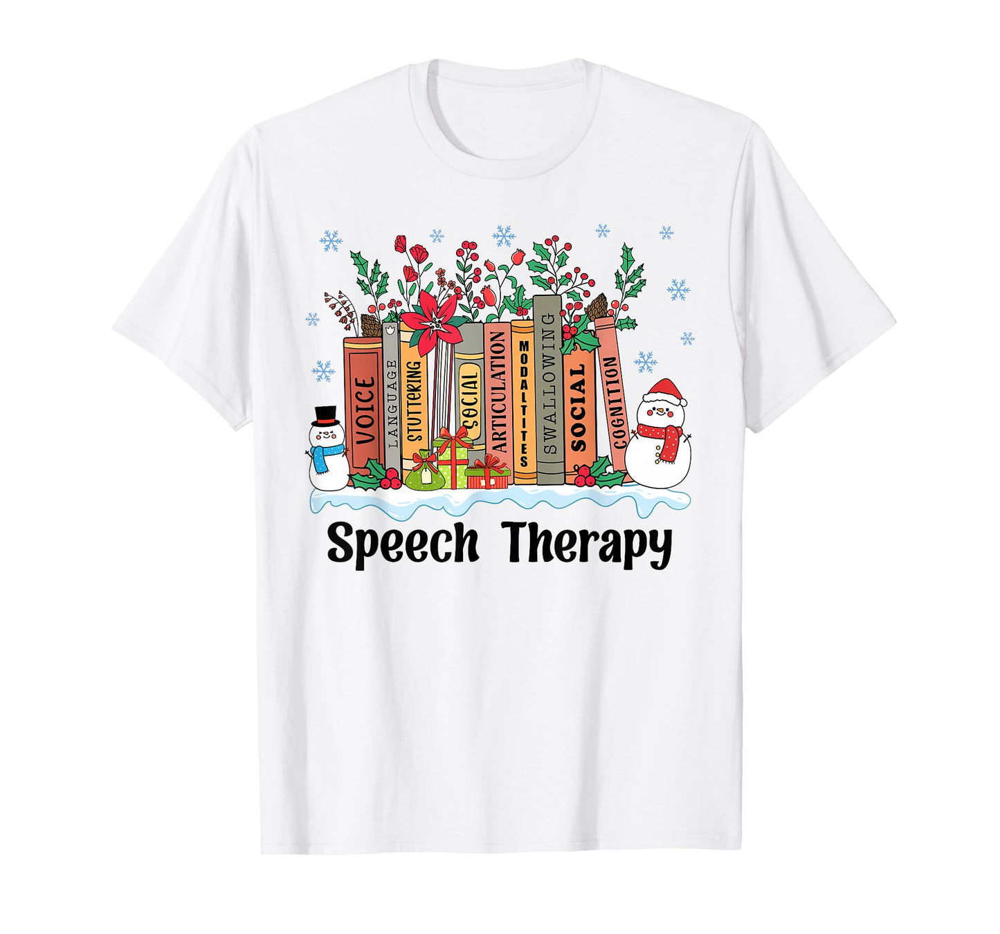 Speech Therapy Christmas Books Speech Language Pathologist T-Shirt