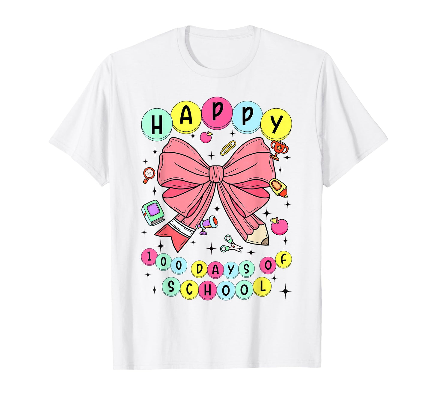 Coquette Bow 100th Day of School 100 Days Pencil Bow Girly T-Shirt