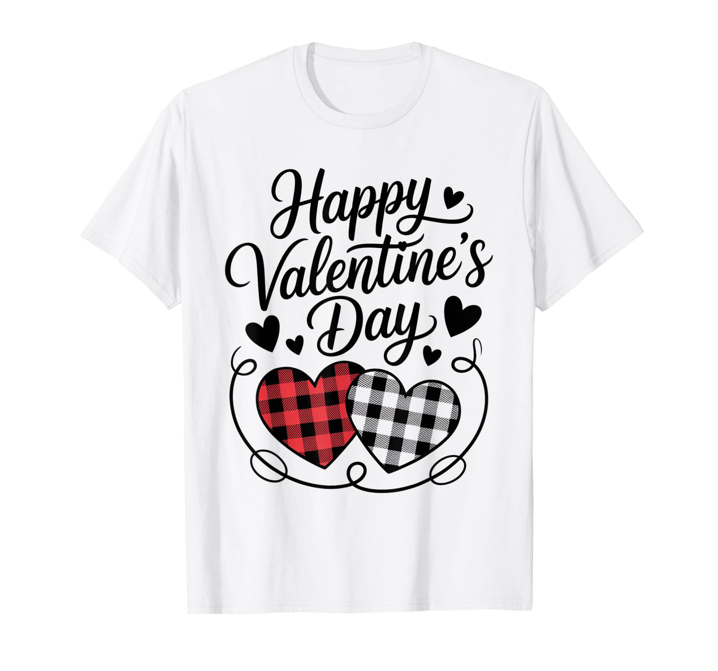 Happy Valentines Day Plaid Hearts Cute Love T-Shirt