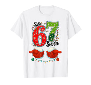 Funny Six Seven 67 Meme 6 7 Christmas Santa Hand Boys Teens T-Shirt