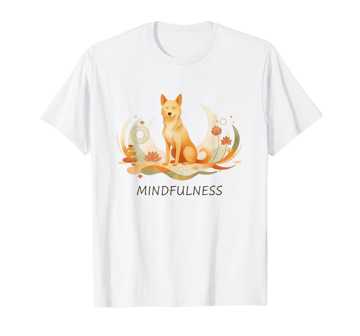 Peace Walking Monk Dog Minimalist Zen Art T-Shirt