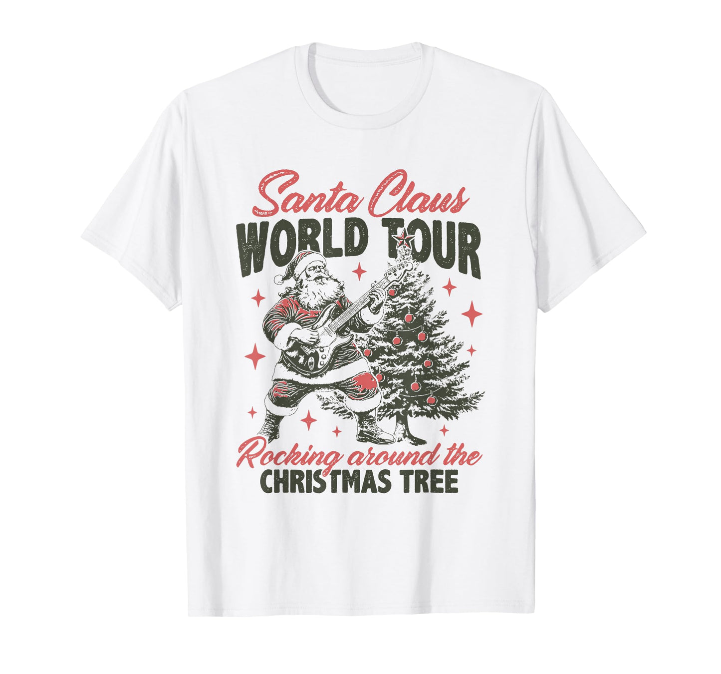 Santa Claus World Tour Rocking Around The Christmas Tree T-Shirt