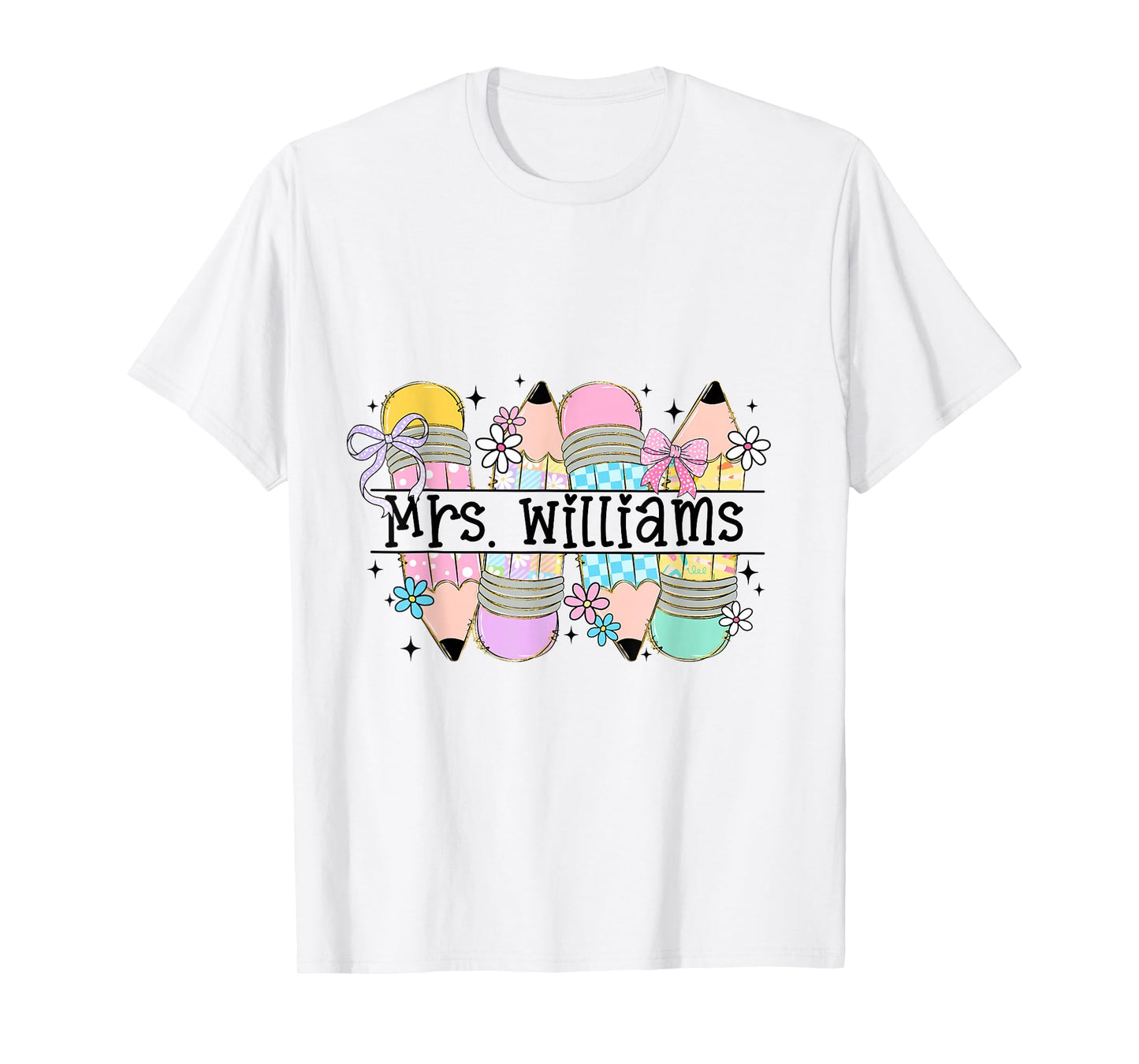 Mrs. Williams Cute Preppy Pencil Coquette Teacher Design T-Shirt