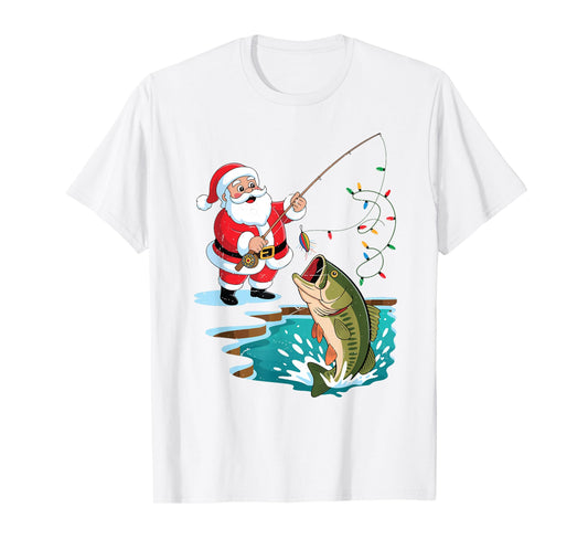 Santa Fishing Lure Bass Fish Christmas Pajamas Boy Toddler T-Shirt