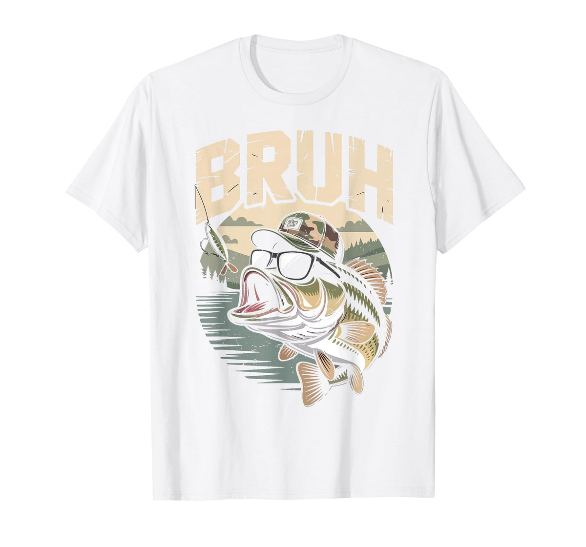 Youth Fishing Camo Bass Fish Bruh Funny Fisherman Toddler T-Shirt