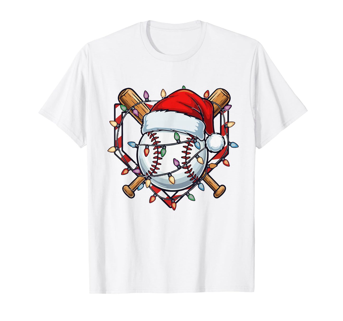 Funny Christmas Baseball Santa Hat for Baseball Players Fans T-Shirt